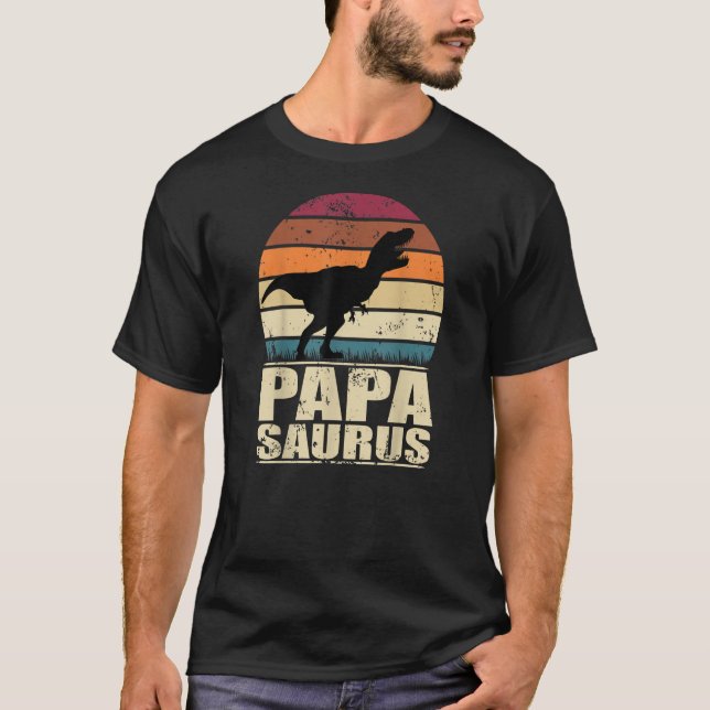 Papasaurus Rex Dino Daddy Family Vater Dinosaur T-Shirt (Vorderseite)