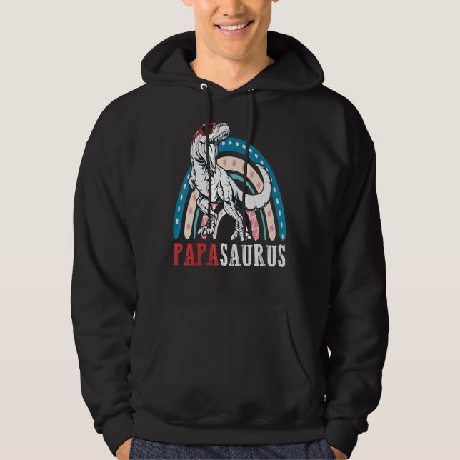 Papasaurus Rex Dinosaur Papa Saurus Rainbow Vater Hoodie (Vorderseite)