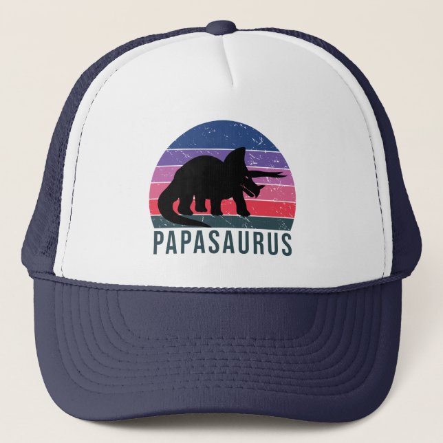 Papasaurus Styracosaurus Dinosaur Father Gift Truckerkappe (Vorderseite)