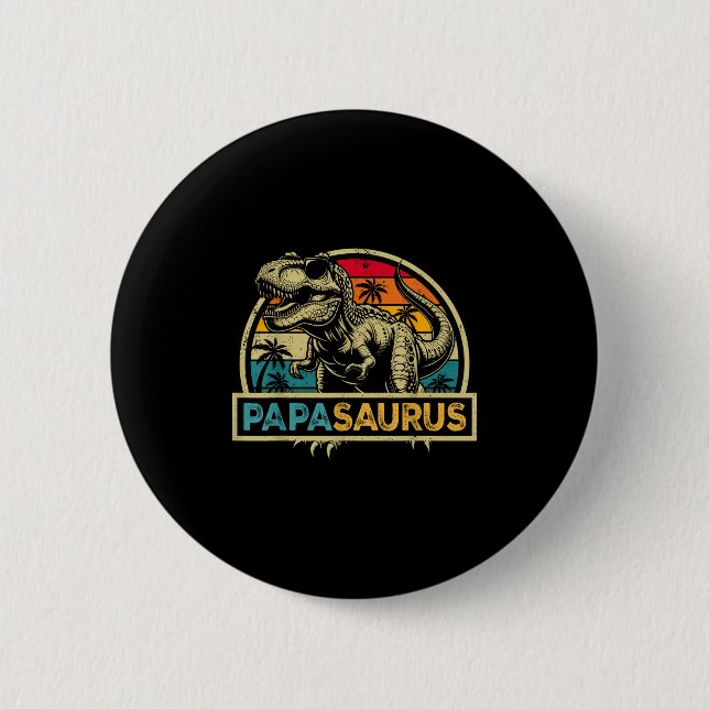 Papasaurus T Rex Dinosaur Papa Saurus Familienüber Button (Vorderseite)