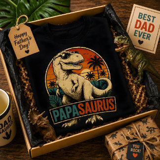 Papasaurus T-Rex Dinosaur Retro Vintage Sonnenunte T-Shirt