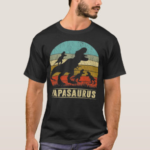 Papasaurus T Rex Papa Dinosaurier 3 Kinder T-Shirt