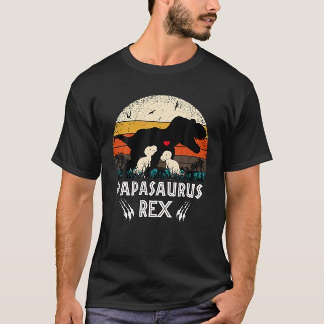 Papasaurus T-Rex Papa Saurus Dinosaur Men Vater Da T-Shirt (Vorderseite)