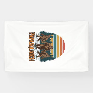 Papasquatch Bigfoot Vintage Sonnenuntergang Vektor Banner
