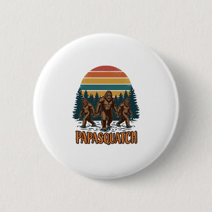 Papasquatch Bigfoot Vintage Sonnenuntergang Vektor Button