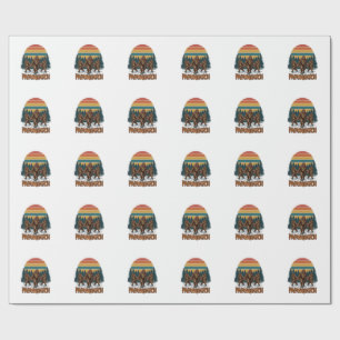 Papasquatch Bigfoot Vintage Sonnenuntergang Vektor Geschenkpapier