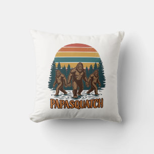 Papasquatch Bigfoot Vintage Sonnenuntergang Vektor Kissen