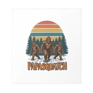 Papasquatch Bigfoot Vintage Sonnenuntergang Vektor Notizblock