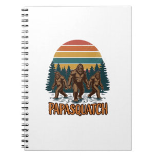 Papasquatch Bigfoot Vintage Sonnenuntergang Vektor Notizblock