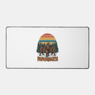 Papasquatch Bigfoot Vintage Sonnenuntergang Vektor Schreibtischunterlage