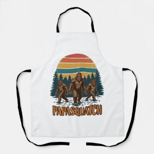 Papasquatch Bigfoot Vintage Sonnenuntergang Vektor Schürze