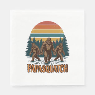 Papasquatch Bigfoot Vintage Sonnenuntergang Vektor Serviette