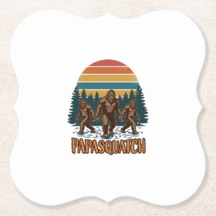 Papasquatch Bigfoot Vintage Sonnenuntergang Vektor Untersetzer