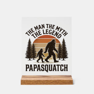 Papasquatch Vintage Bigfoot Dad Shirt Design_1 Acrylschild