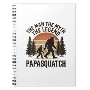 Papasquatch Vintage Bigfoot Dad-Shirt Design_1 Notizblock
