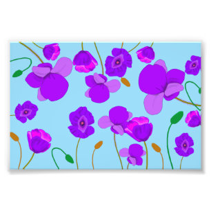 Papaver Poppy Lilac auf blassblauem Hintergrund Fotodruck