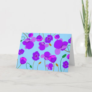 Papaver Poppy Lilac auf blassblauem Hintergrund Karte