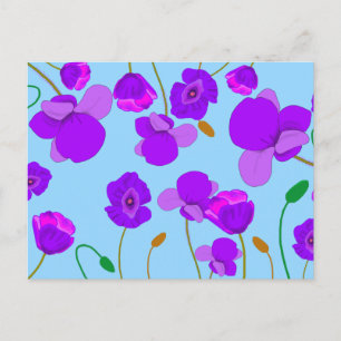 Papaver Poppy Lilac auf blassblauem Hintergrund Postkarte