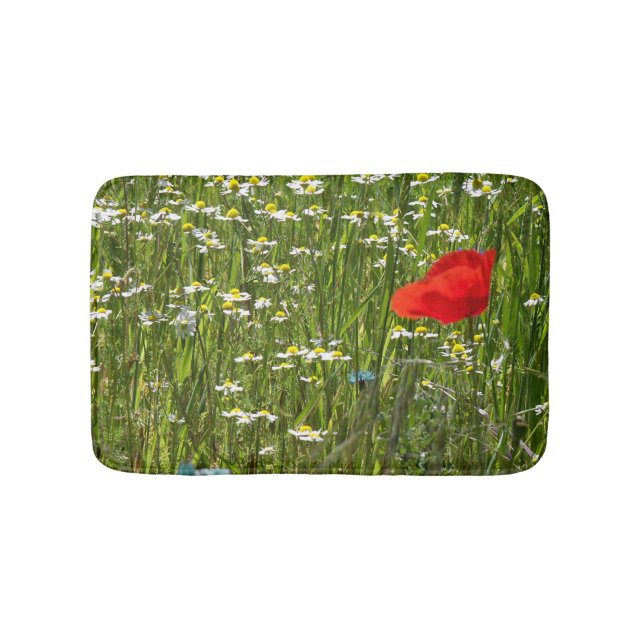 Papaver rhoeas, eine rote Blume Badematte (Vorderseite)