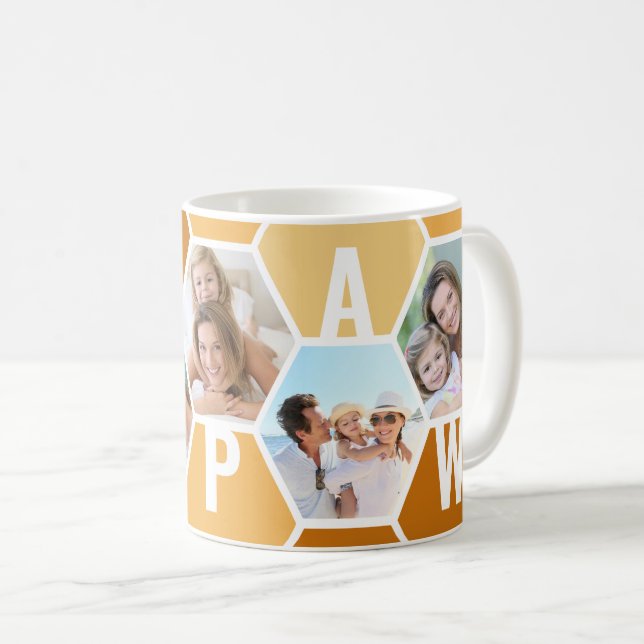 Papaw Editable 5 Foto 5 Letter Honeycomb Kaffeetasse (VorderseiteRechts)