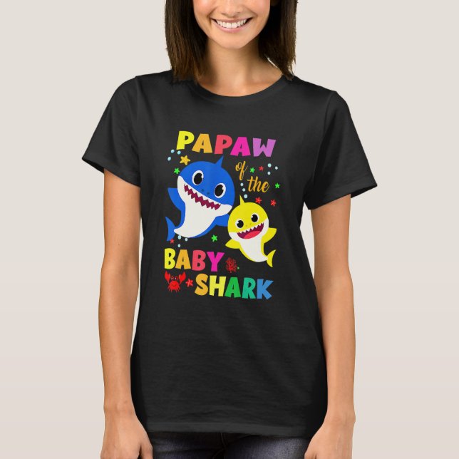 Papaw of the Birthday Shark Vater Mama Matching Fa T-Shirt (Vorderseite)