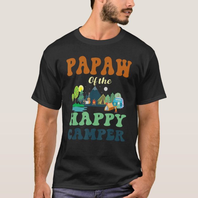 Papaw Of The Happy Camper Men 1st Bday Camping Tri T-Shirt (Vorderseite)