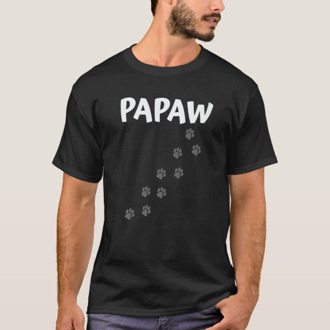 PAPAW Papa Paw Footprint Walking on Him Dog Cat PA T-Shirt (Vorderseite)