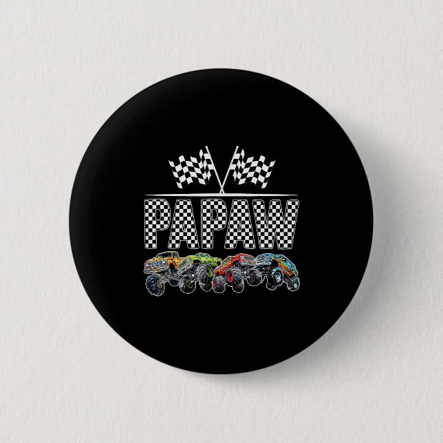 Papaw Retro Monster Truck Family Birthday Matching Button (Vorderseite)