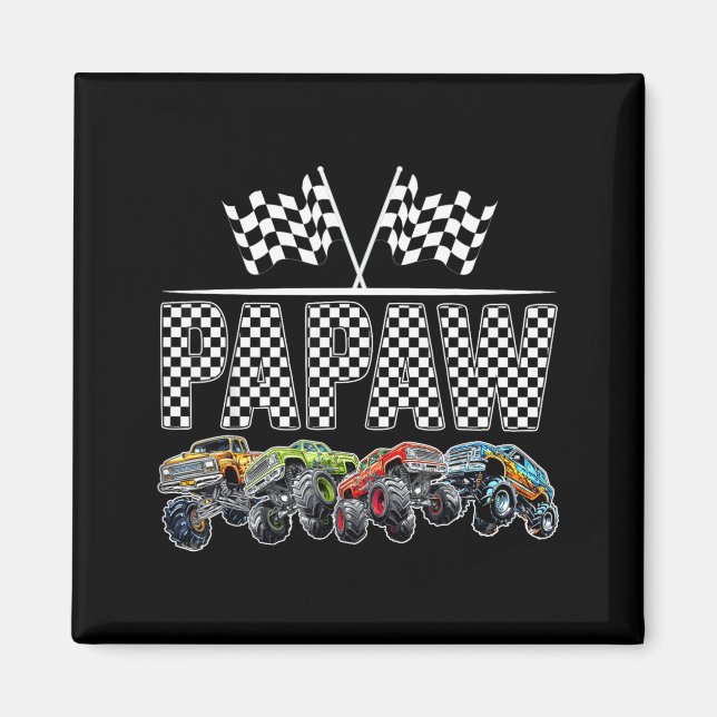Papaw Retro Monster Truck Family Birthday Matching Magnet (Vorne)