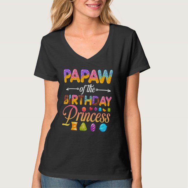 Papaw von Prinzessin Donut Birthday Girl T-Shirt (Vorderseite)