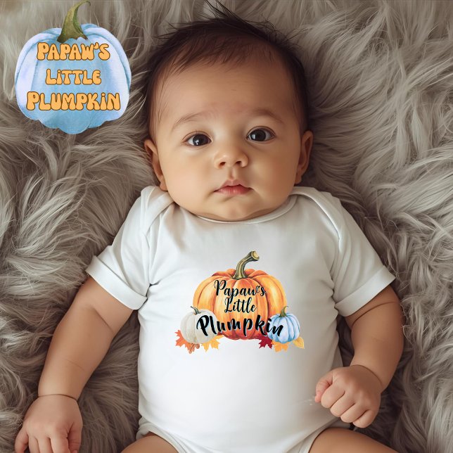 Papaw's Little Plumpkin Niedlich Plump Baby Herbst Baby Strampler ("Papaw's Little Plumpkin" Funny fall pun on colorful watercolor pumpkins baby boy's bodysuit)