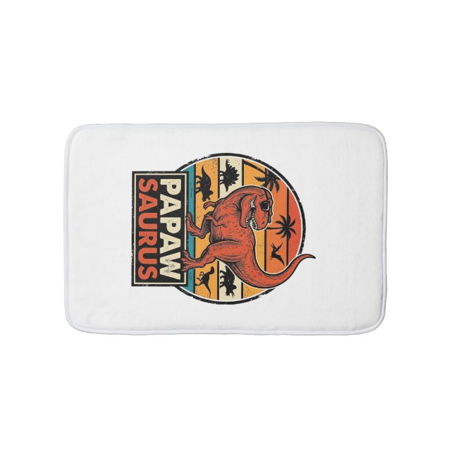 Papawsaurus Retro-Dinosaur-Sonnenuntergangs-Vektor Badematte (Vorderseite)