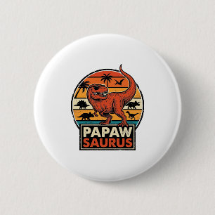Papawsaurus Retro-Dinosaur-Sonnenuntergangs-Vektor Button