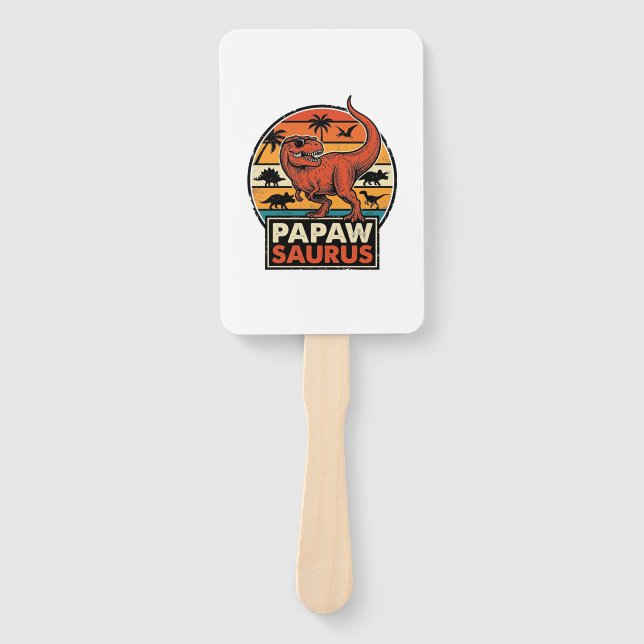 Papawsaurus Retro-Dinosaur-Sonnenuntergangs-Vektor Fächer (Vorderseite)
