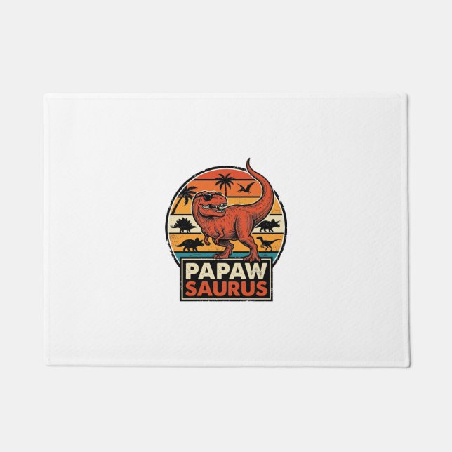 Papawsaurus Retro-Dinosaur-Sonnenuntergangs-Vektor Fußmatte (Vorderseite)