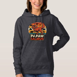 Papawsaurus Retro-Dinosaur-Sonnenuntergangs-Vektor Hoodie