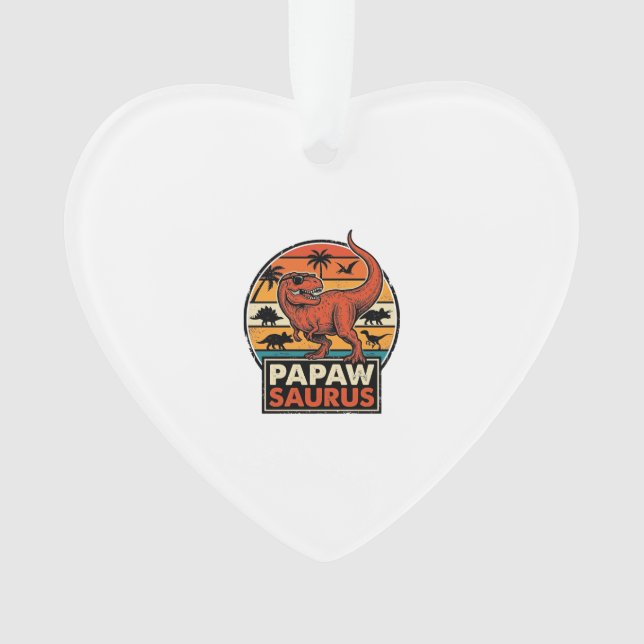 Papawsaurus Retro-Dinosaur-Sonnenuntergangs-Vektor Ornament (Vorderseite)