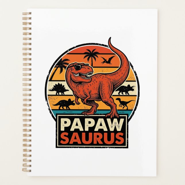 Papawsaurus Retro-Dinosaur-Sonnenuntergangs-Vektor Planer (Vorderseite)