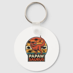 Papawsaurus Retro-Dinosaur-Sonnenuntergangs-Vektor Schlüsselanhänger