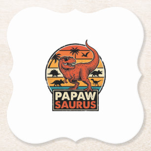 Papawsaurus Retro-Dinosaur-Sonnenuntergangs-Vektor Untersetzer