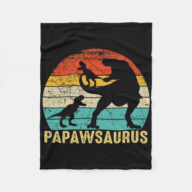 Papawsaurus Rex Papaw Dinosaur 2 Kinder Vatertag  Fleecedecke (Vorderseite)