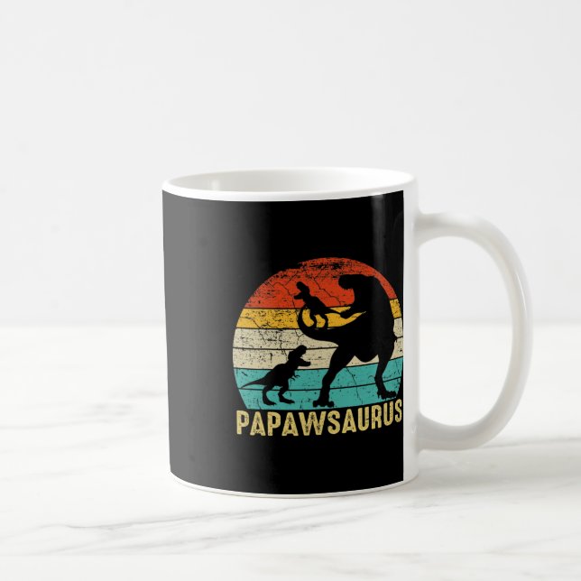 Papawsaurus Rex Papaw Dinosaur 2 Kinder Vatertag  Kaffeetasse (Rechts)