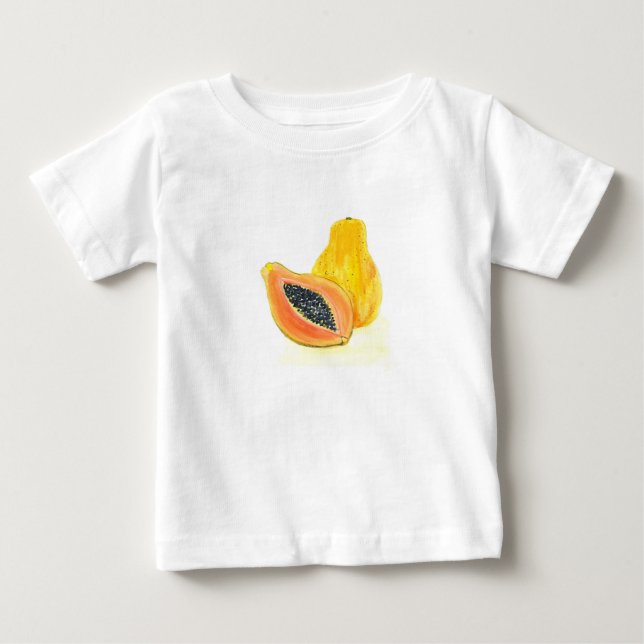 Papaya Aquarell Frucht exotische tropische hawaii Baby T-shirt (Vorderseite)