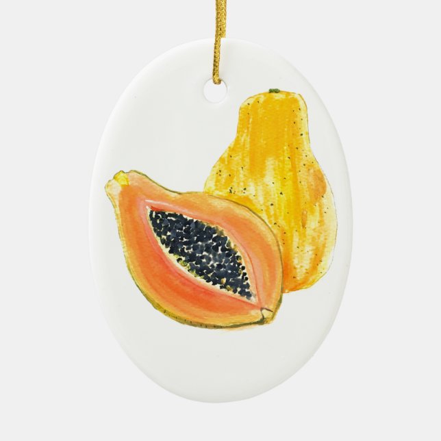 Papaya-Aquarell Keramikornament (Vorne)