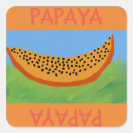 Papaya-Cartoon gezeichnet Quadratischer Aufkleber