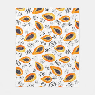 Papaya-Früchte: abstraktes Aquarellmuster. Fleecedecke