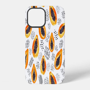 Papaya-Früchte: abstraktes Aquarellmuster. iPhone 12 Hülle