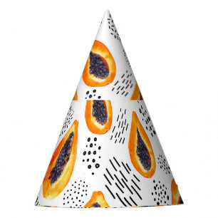 Papaya-Früchte: abstraktes Aquarellmuster. Partyhütchen