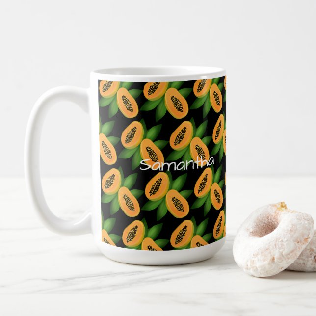 Papaya Fruchtwackelpapier Kaffeetasse (Mit Donut)