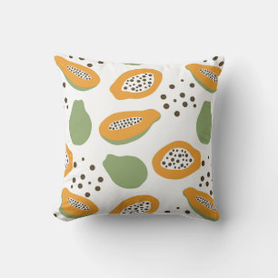 Papaya Fruit Pattern Terracotta Orange and Green Kissen